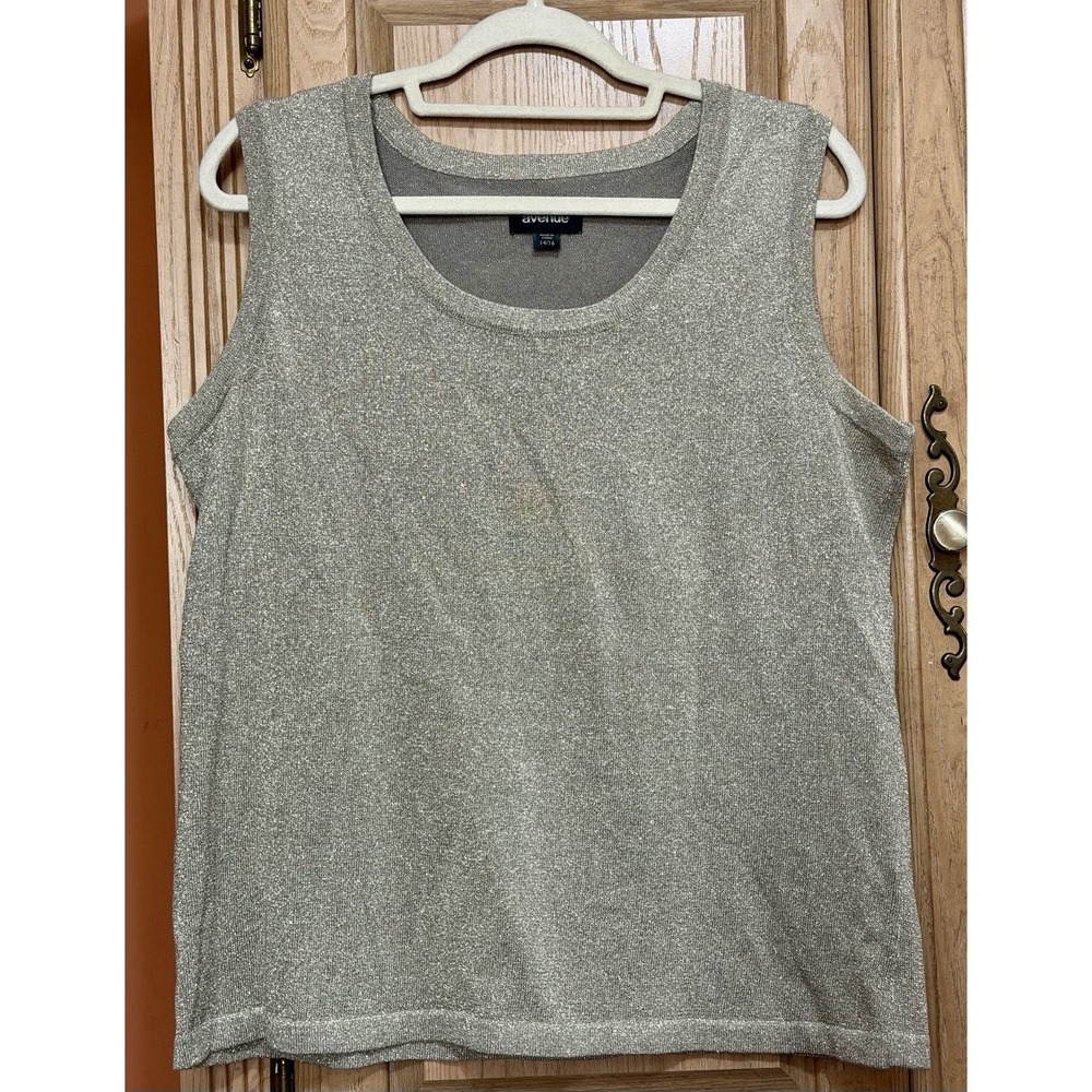 Avenue women size 14/16 Sleeveless Tank Top Pull Over Silver Metallic Glitter